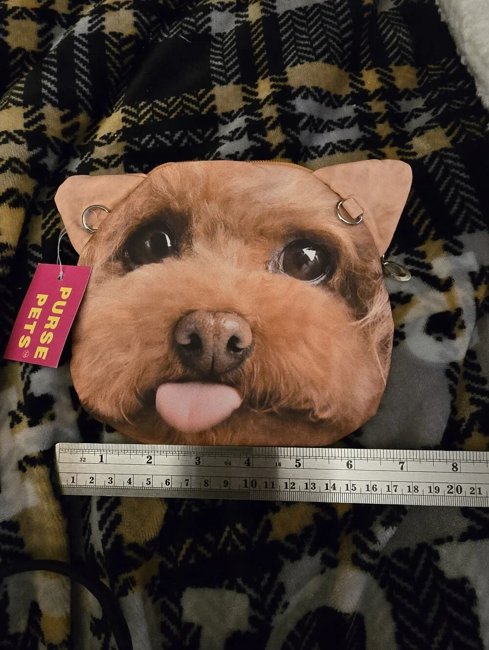 Purse Pets Brown Apricot Dog Face Small Pet Purse Cross-body or Shoulder Purse.